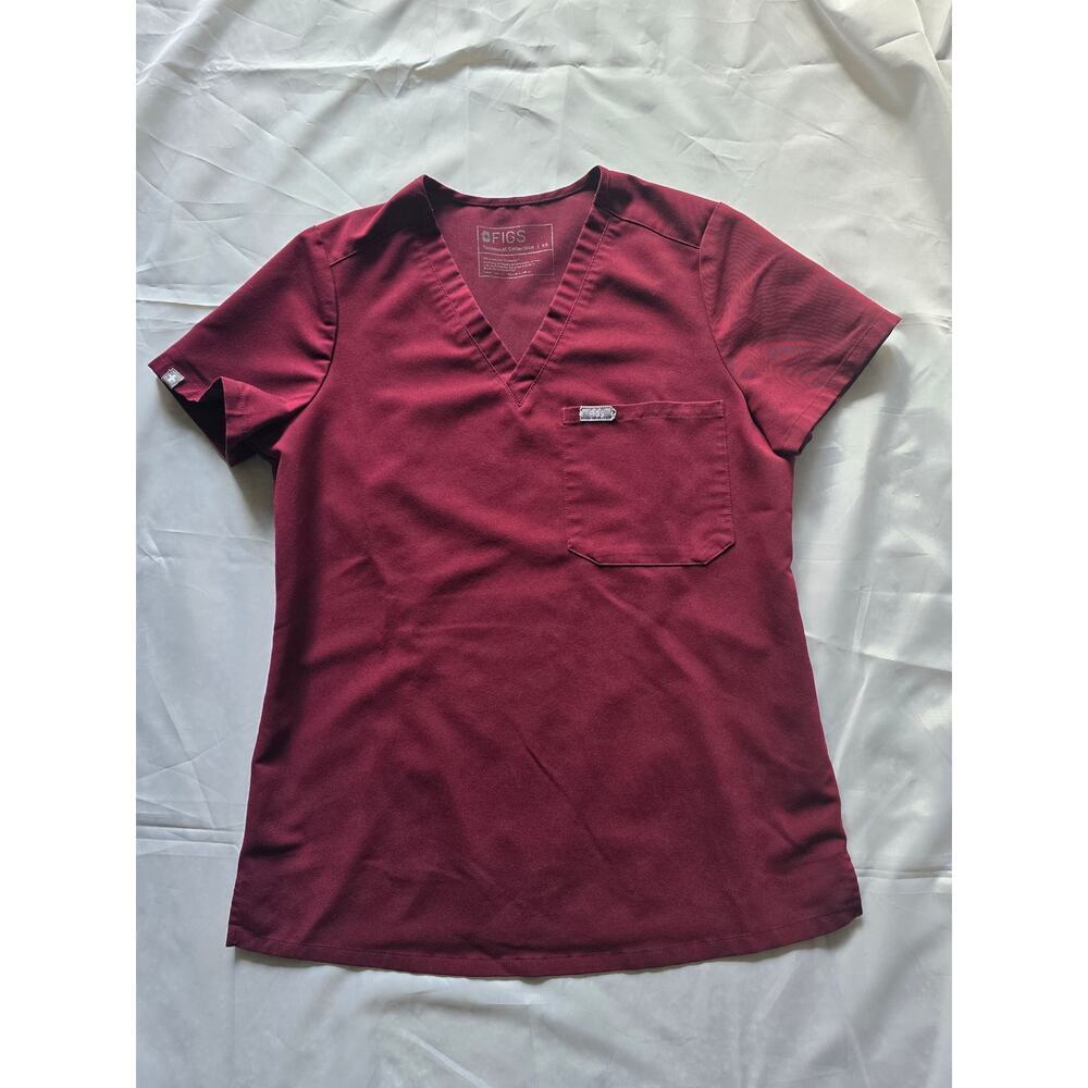 FIGS Womens Scrub Top Burgundy Stretch Medical Uniform size XS